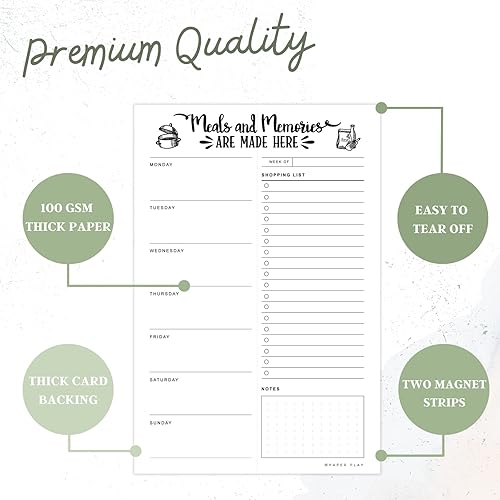 Miniatura 4 de Bloc de notas de planificación de comidas con 52 hojas arrancables, almohadilla magnética para planificación de comidas para refrigerador de 6 x 9