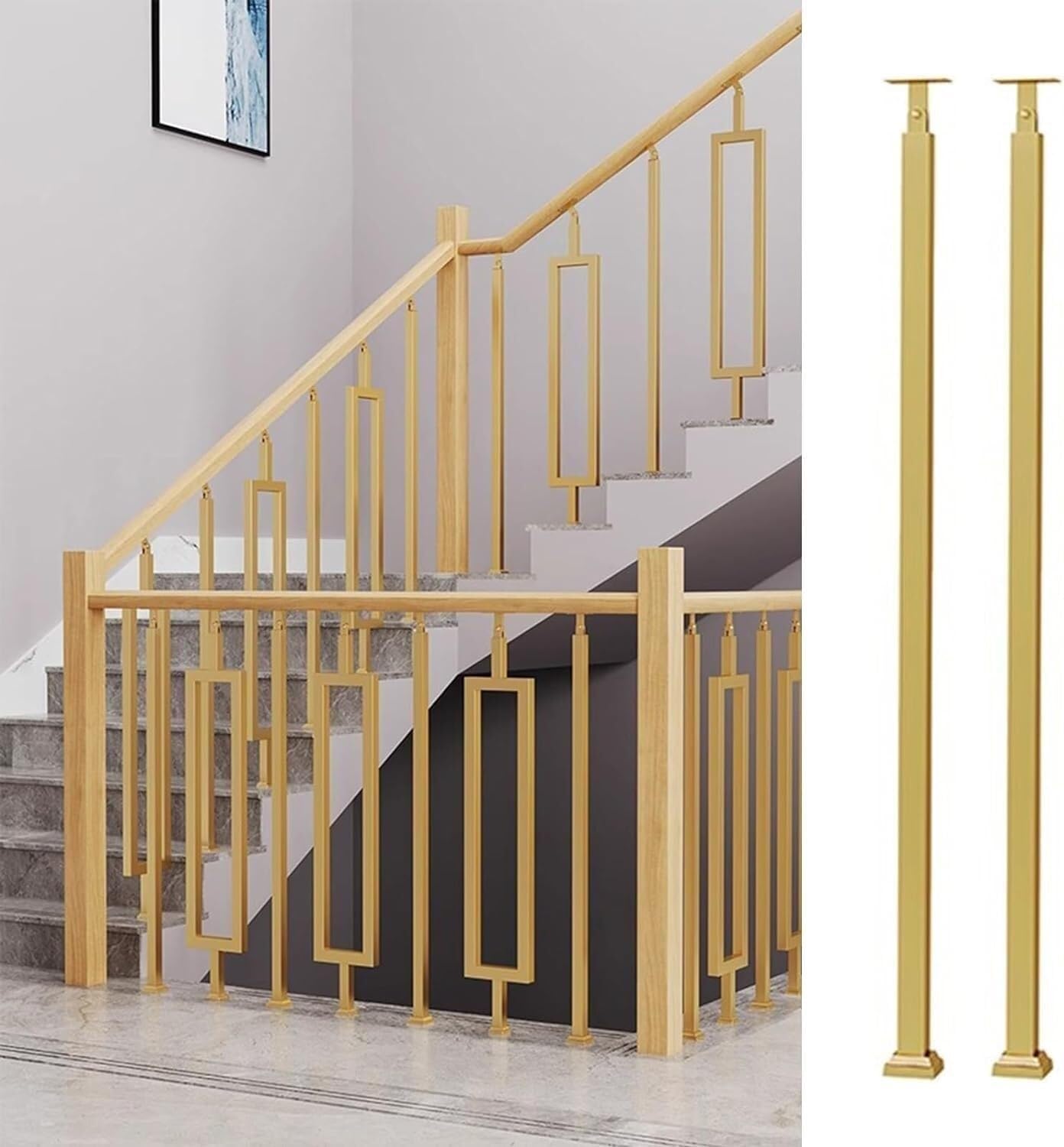 Rampe d'escalier en métal noir pour sécuriser l'accès au jardin et sublimer le salon