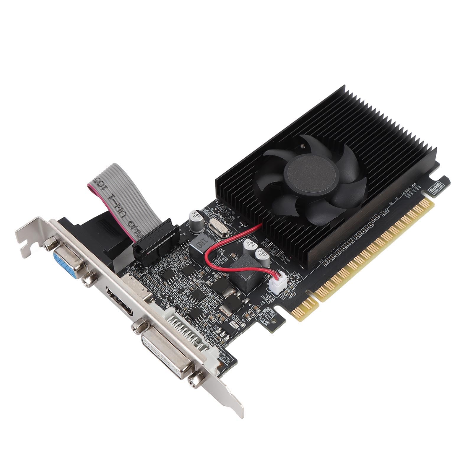 Karta Graficzna do Gier 2 GB DDR3, Karta Graficzna PCI Express 2.0 X16 z Portem VGA DVI, Niskoprofilowy Procesor Graficzny Komputera Stacjonarnego do Komputera Gier