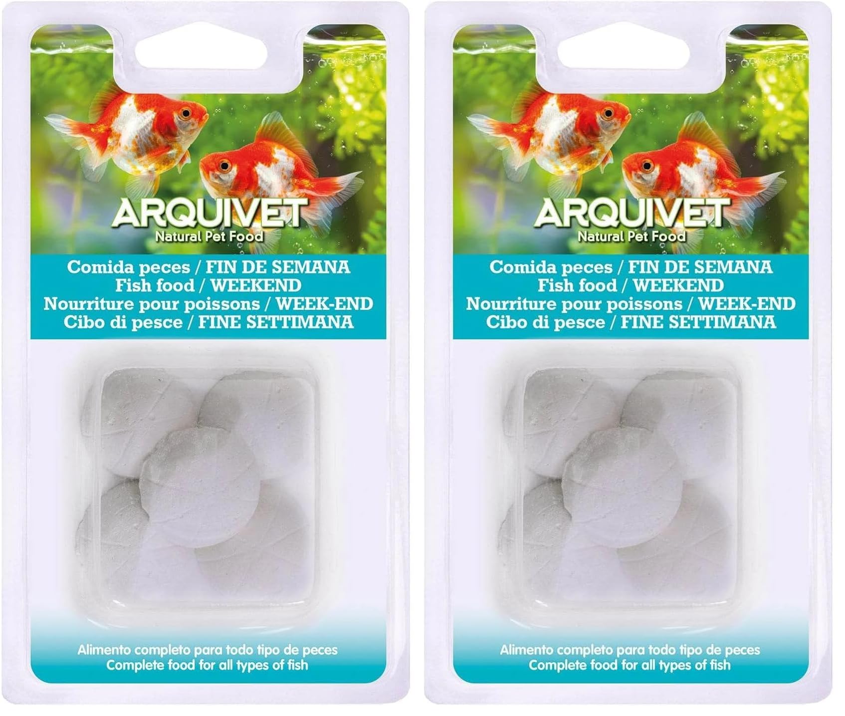 ARQUIVET Comida para Peces Fin de Semana - 5 Unidades x 15 gr - Alimento Completo para Todo Tipo de Peces de Acuario - para 10-15 Peces - Duración de 2 a 4 días (Paquete de 2)