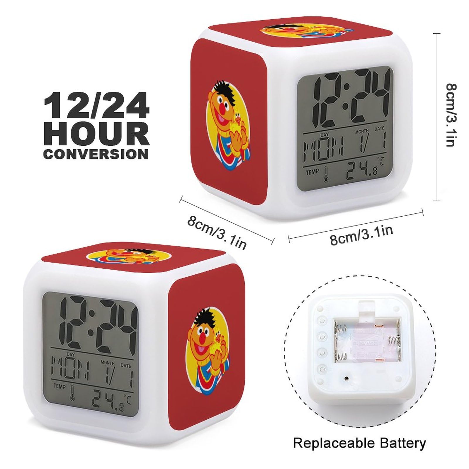 Amazon.co.jp: セサミストリート 目覚まし時計 デジタル置き時計 温度