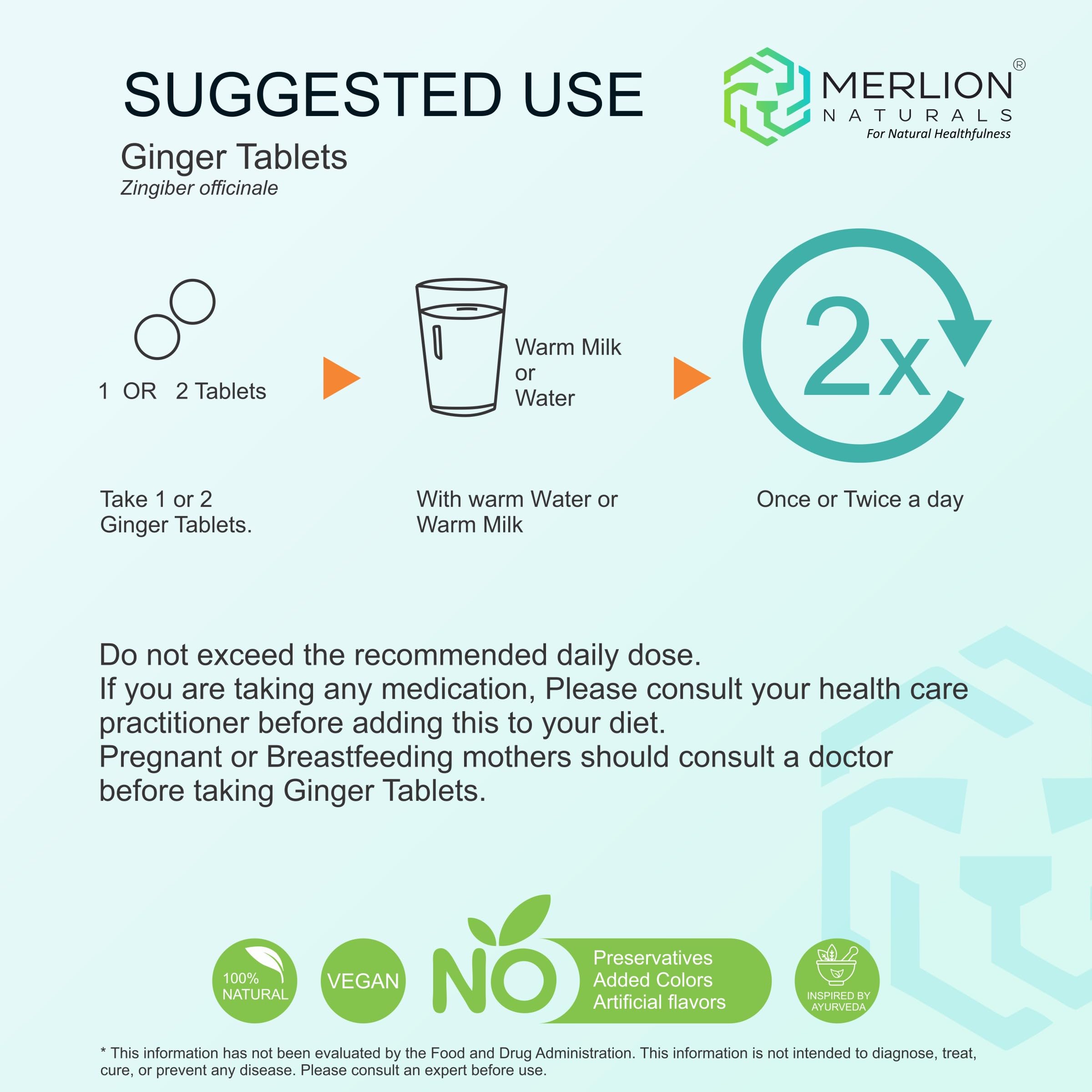 Merlion Naturals Ginger Tablets, Zingiber officinale, 500mg (120 Tablets) - Image 6 thumbnail