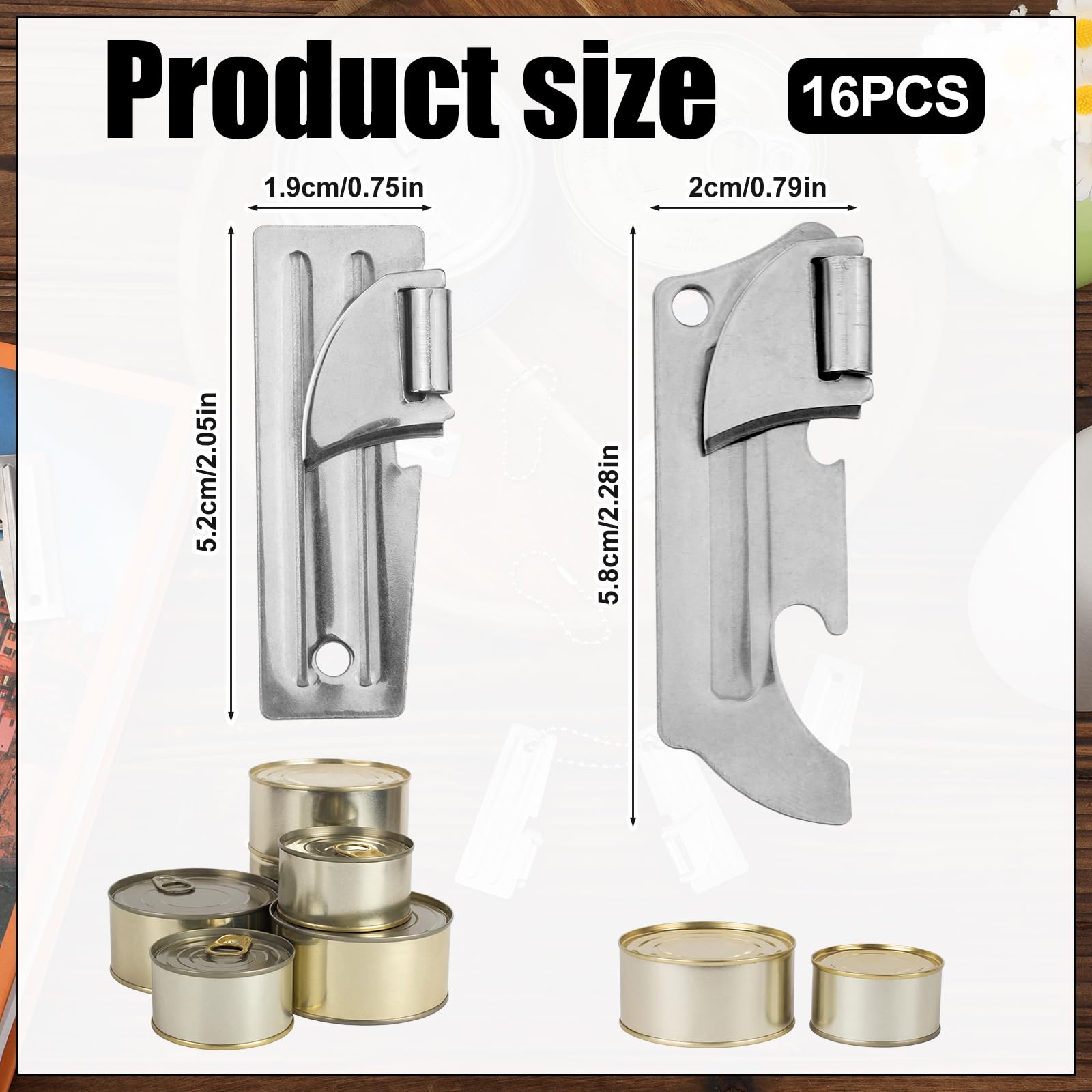 16pcs P51 and P57 Can Openers, 2 Styles Stainless Steel Military Can Opener with Key Rings Manual Camping Can Opener Portable Practical Emergency Army Can Opener for Outdoor Travel Camping