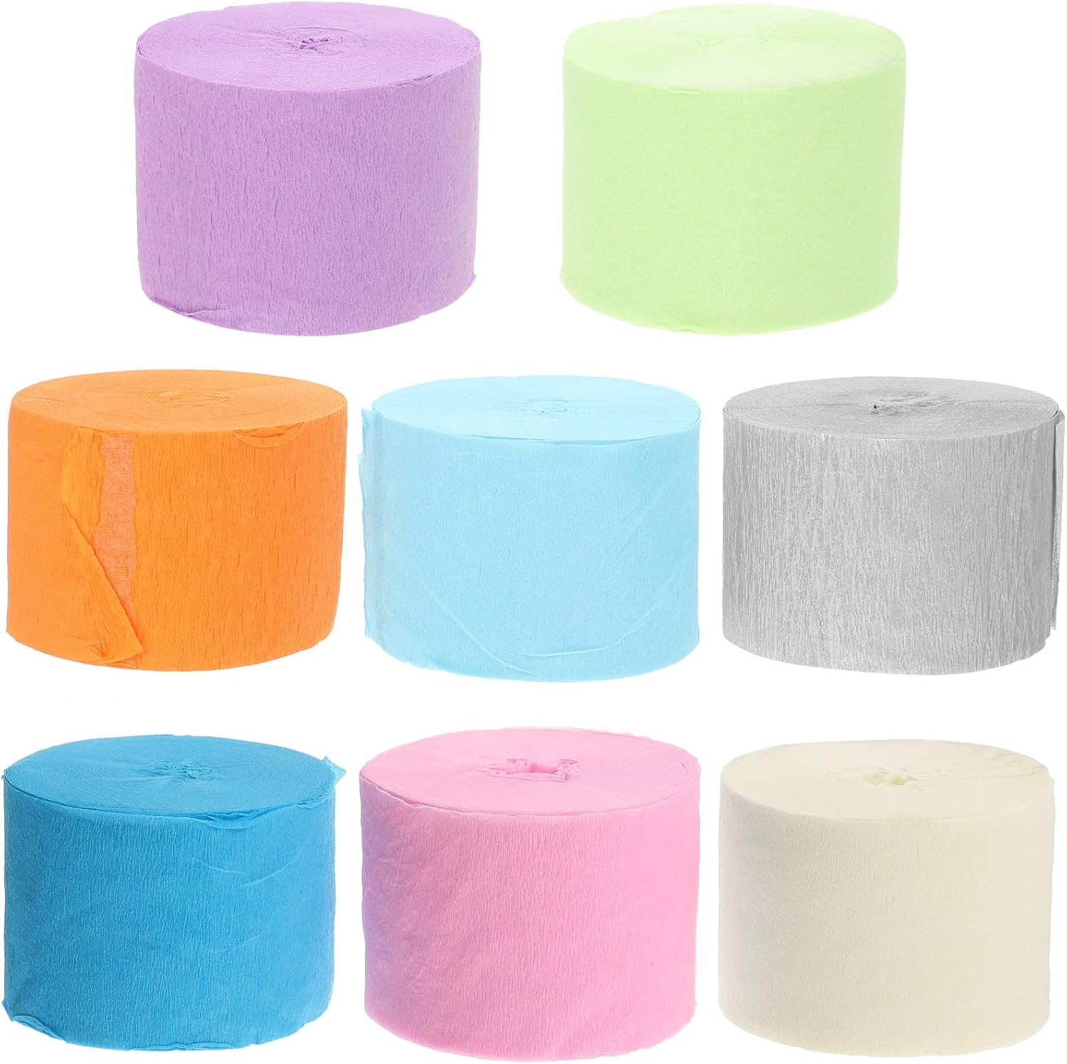 OHPHCALL 8 Rolls Wedding Crepe Paper Streamers Party Wall Decor Birthday Decorations Crepe Paper Streamer Set for Celebration Backdrop and Crafting