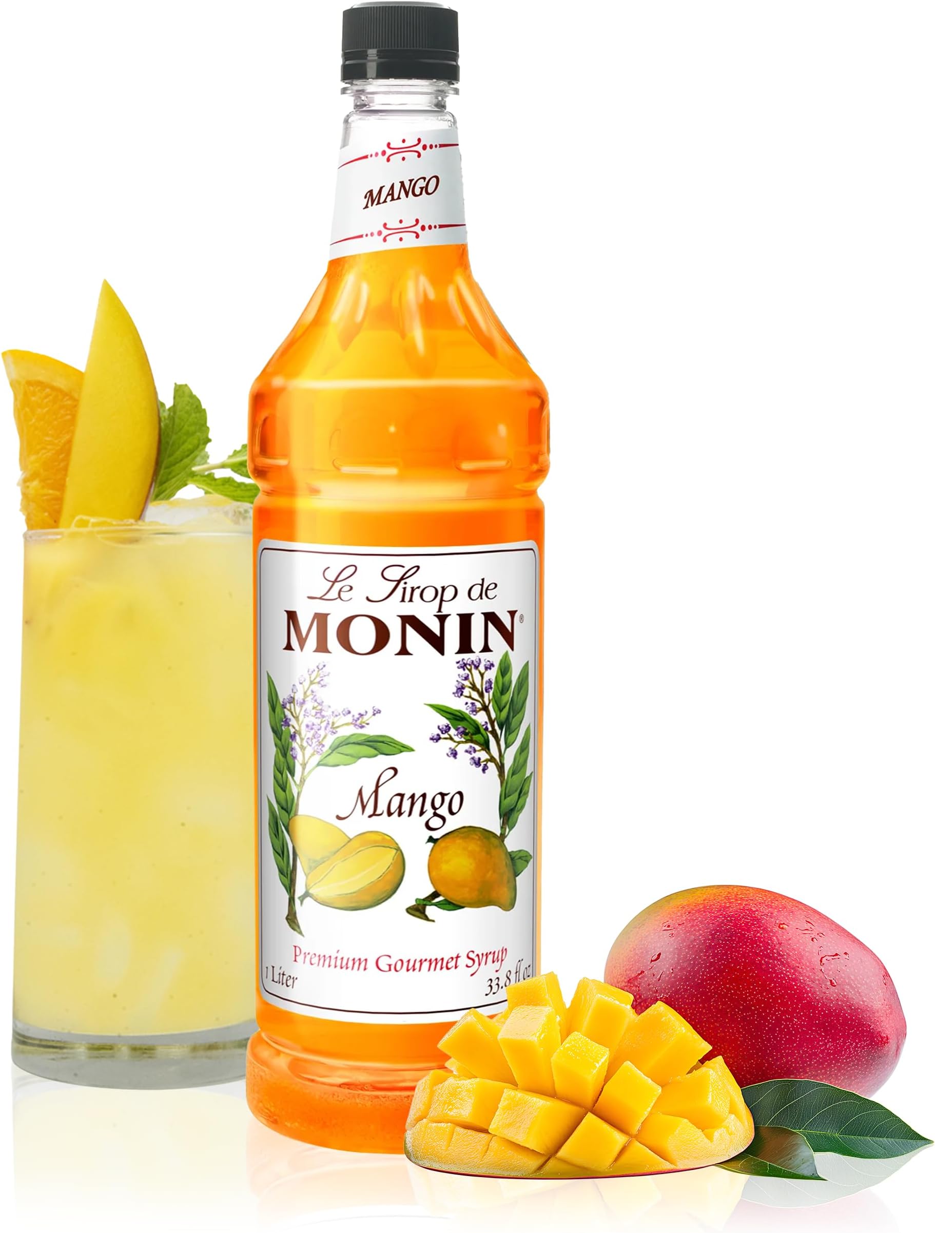 Monin Flavored Syrup, Mango, 33.8-Ounce Plastic Bottle (1 liter) by Monin
