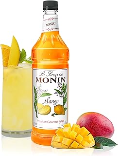 Monin - Mango Syrup | Premium Syrup for Cocktails, Sodas, Lemonades & More | Clean Label with No Artificial Flavors, No Artificial Preservatives (BPA-Free Plastic Bottle, 1 Liter)