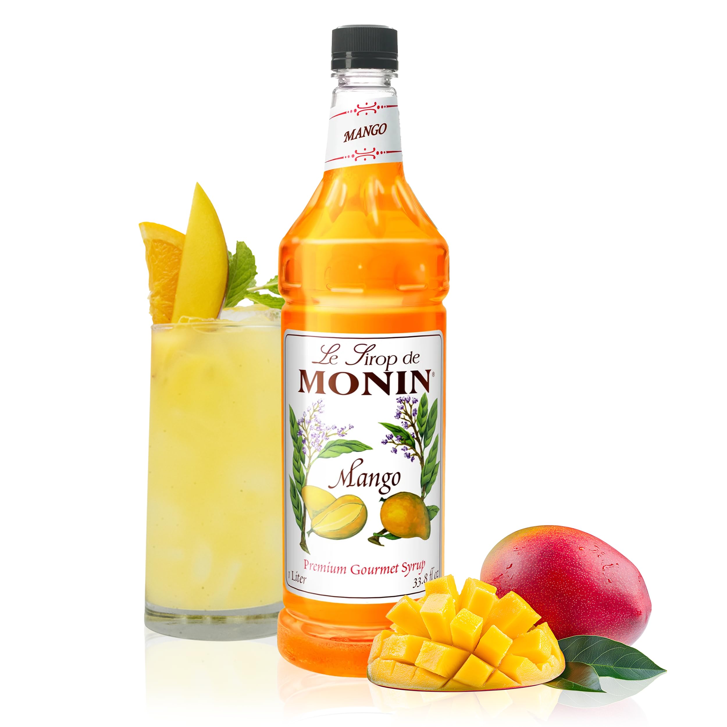 Monin Flavored Syrup, Mango, 33.8-Ounce Plastic Bottle (1 liter) by Monin