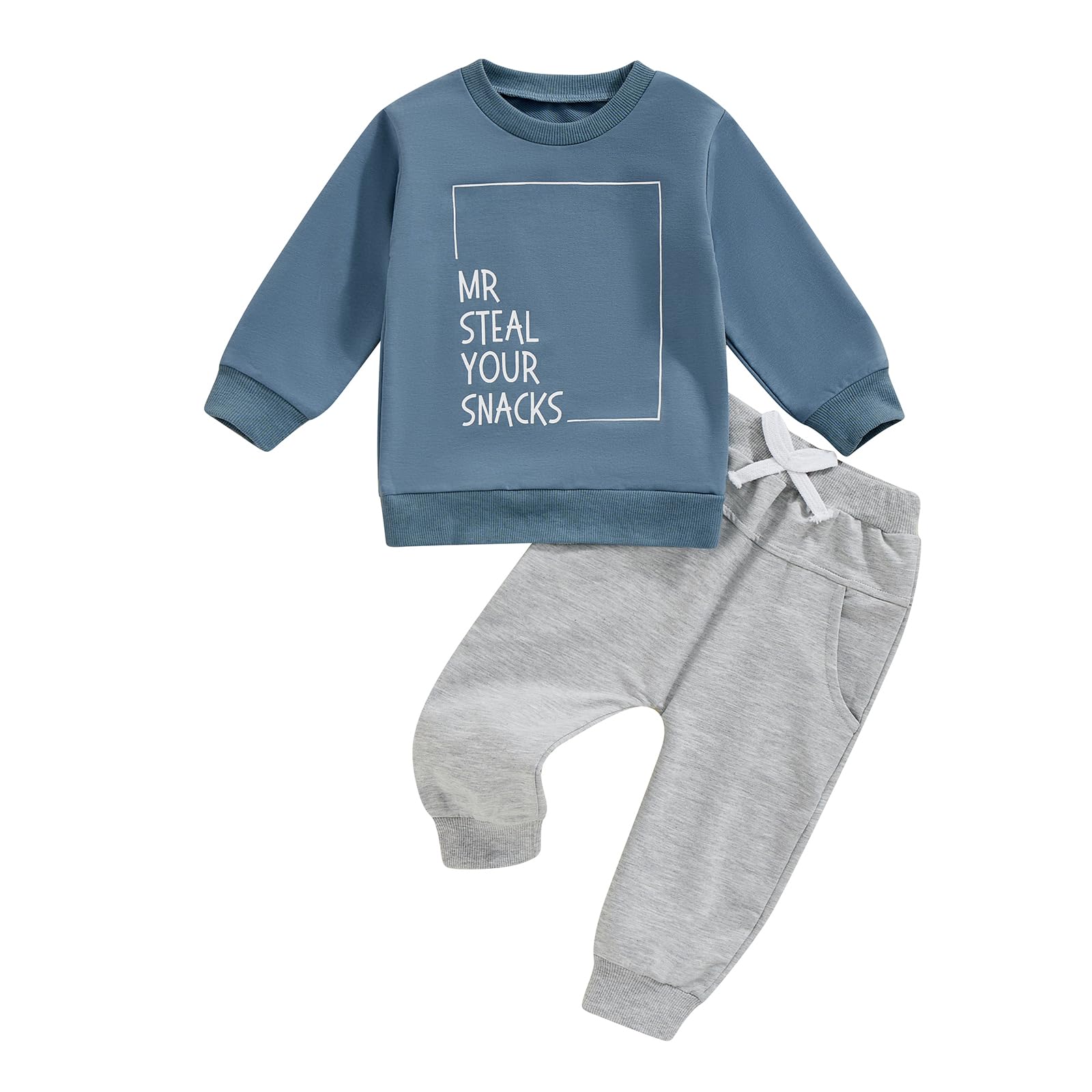 Toddler Baby Boy Clothes Letter Print Long Sleeve Sweatshirt Pullover Tops and Jogger Pants Cute Fall Winter Outfit