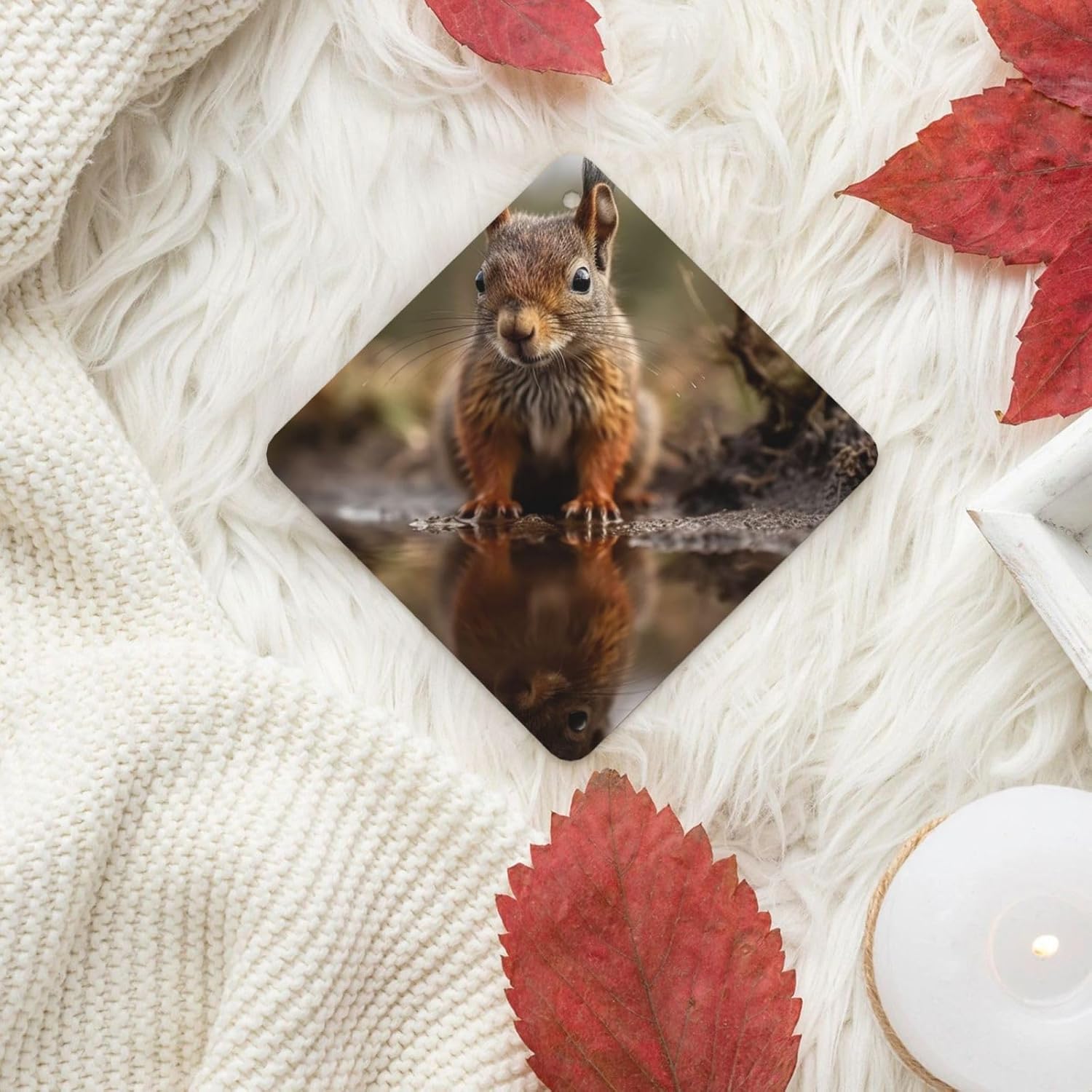 Car Air Freshener 24 PCS Squirrel by the Puddle Hanging Car Air Fresheners Auto Interior Decor Card Freshener Strong Scented Card Lavender Cars Scents for Office Bedroom Close Drawer Square