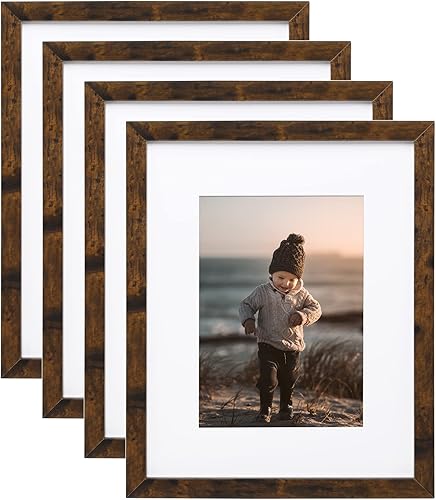 Miniatura 1 de KINLINK Marcos de fotos de 8 x 10 pulgadas, color marrón rústico, marcos de fotos con vidrio real, marcos de fotos de madera compuesta para mesa y