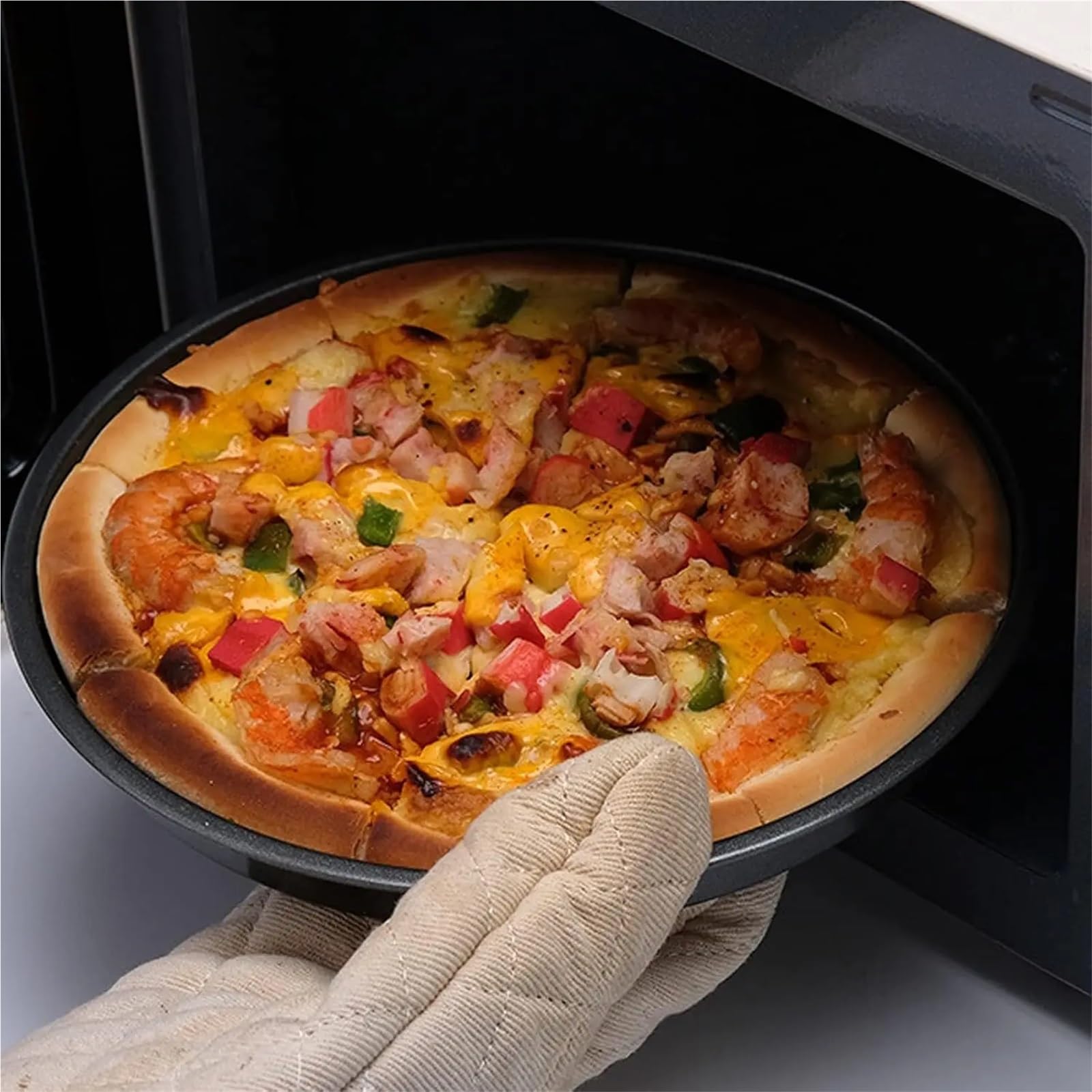Pizzablech,Pizzablech Rund,Pizza Blech 4 STÜCKE 6/7/8/9/10 Zoll Deep Dish Runde Pizzapfanne for Ofen Antihaft-verdickter Kohlenstoffstahl Backgeschirr for Die Küche Zu Hause(4PCS 6inch)