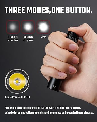 MecArmy PS05 Aircraft-Grade Aluminum EDC Mini Flashlight- One-Hand Quick Press, 185 Lumens, Small Led Flash Light, Easy-to-Replace AA Battery Powered, Tail-Stand for Work, Home, Outdoors, Emergency