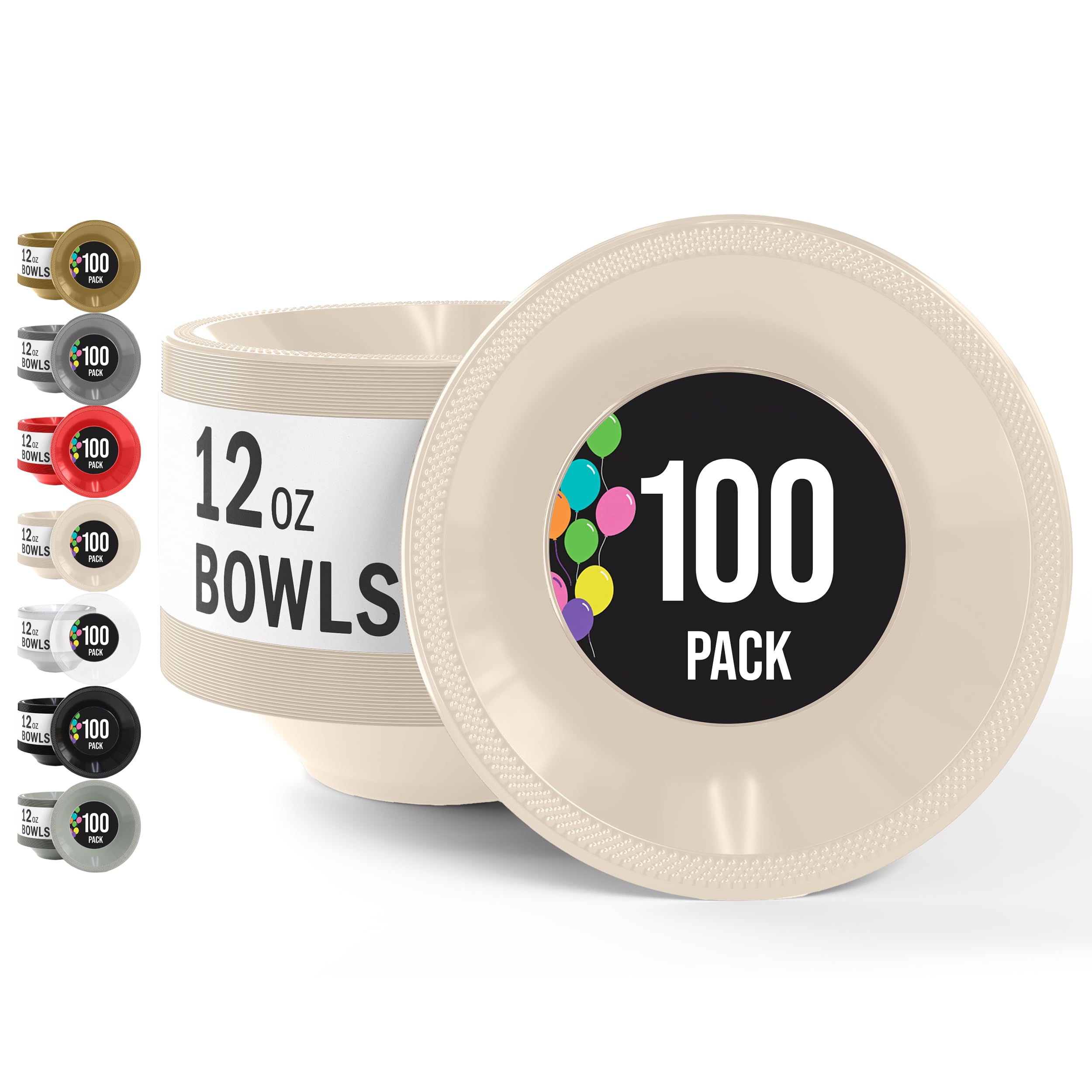 Gold Plastic Bowls - 100 Disposable Soup Bowls -10