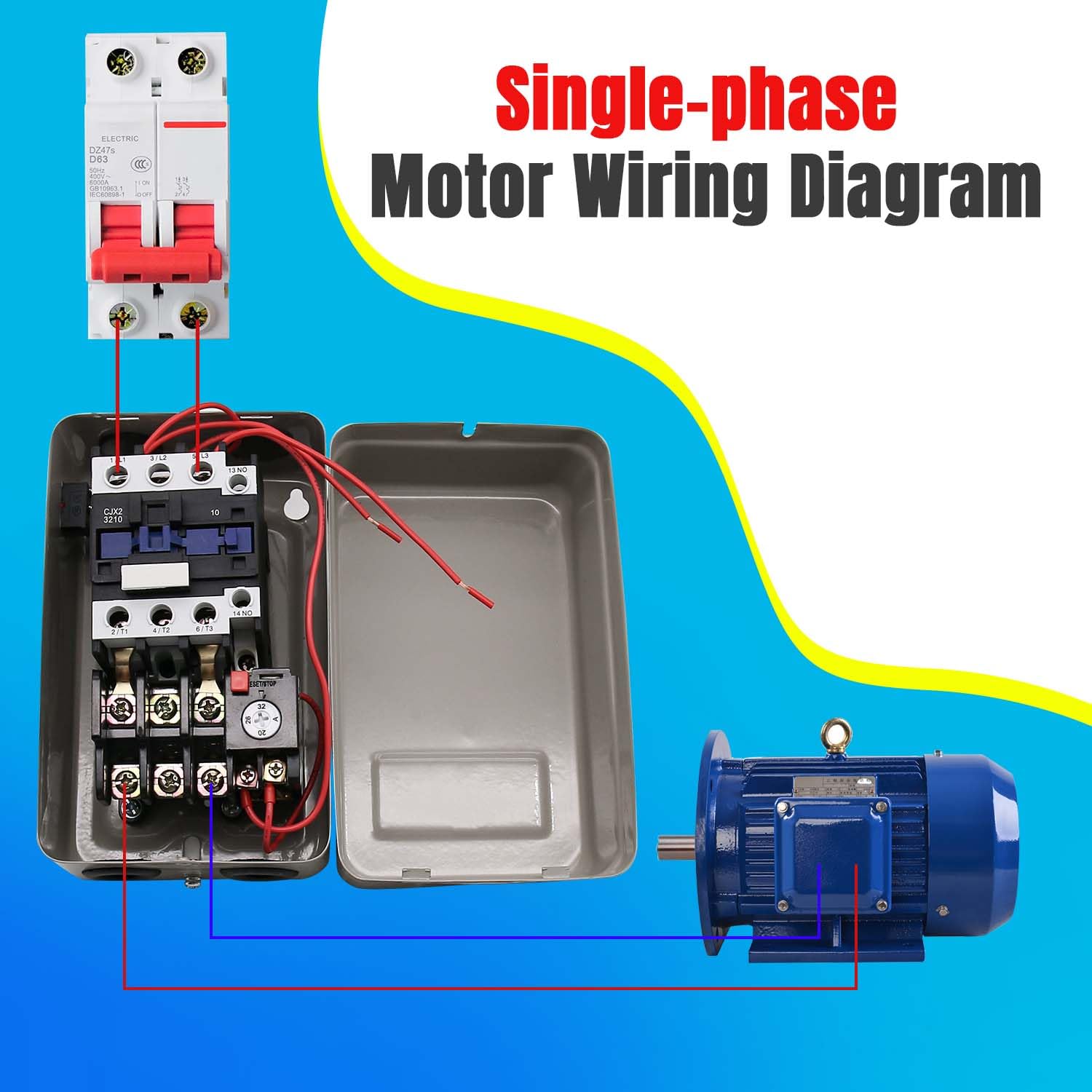 Arrancador magnético de motor eléctrico, 220 V, 5,5 kW, 7,5 HP, interruptor magnético lateral, interruptor magnético monofásico o trifásico para compresor de aire