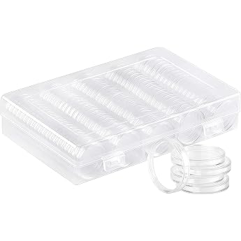 Pack of 100 Coin Capsules 26 mm for 2 Euro Coin Box Capsules Storage