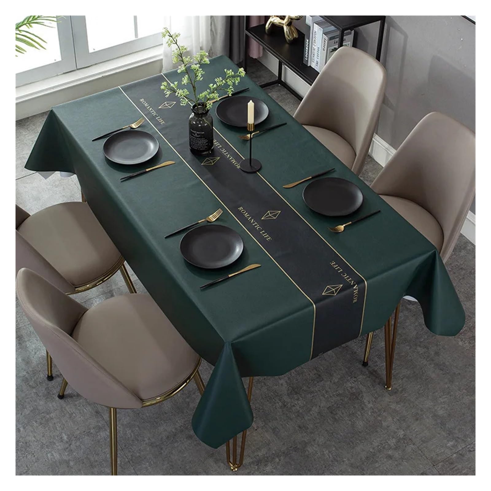 MZSKLW Waterproof Tablecloth Modern Dark Series Printing Waterproof Table Tablecloth Wedding Decoration Rectangular Coffee Tables Cover Picnic Blanket(ZBQ8370 (9),40-70cm)