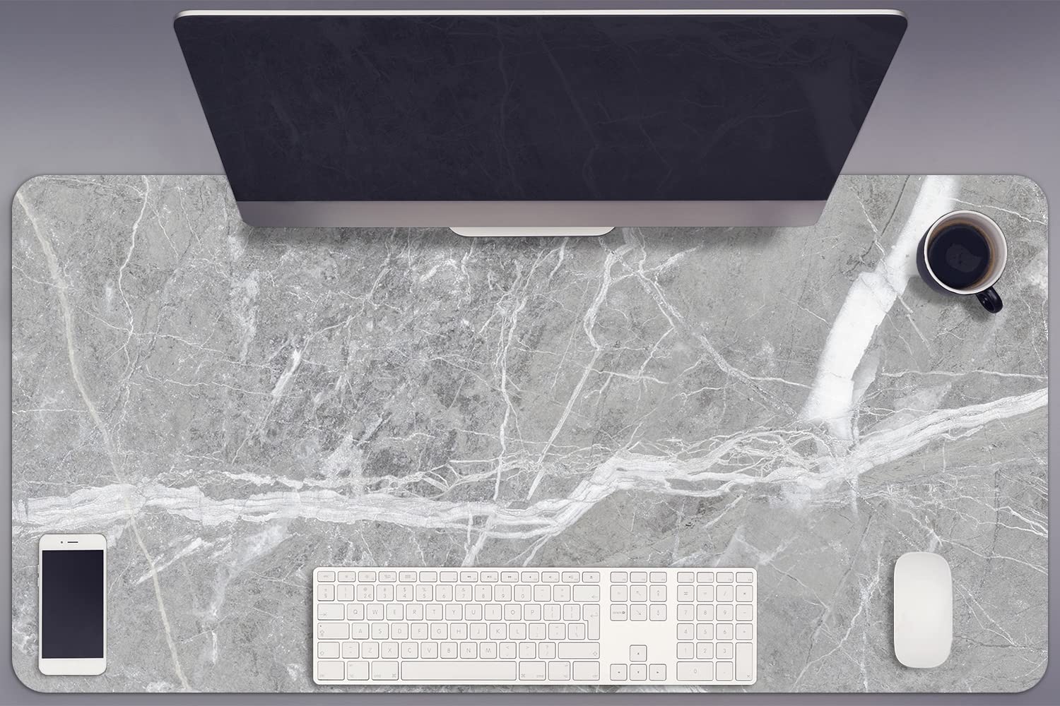 Sous-main de bureau protection vinyle marbre gris chic Decormat - 8