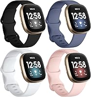 Vista 1 de Dirrelo Paquete de 4 bandas compatibles con Fitbit Sense y Fitbit Versa 3 para mujeres y hombres, correa deportiva suave de poliuretano