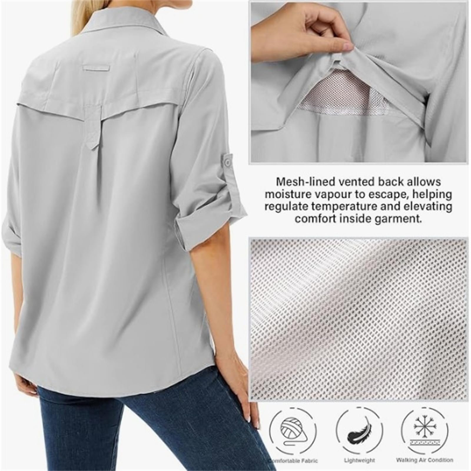 Chemise d'extérieur à manches longues UPF 50 à séchage rapide pour femme, chemise de safari anti-UV pour safari, randonnée, pêche