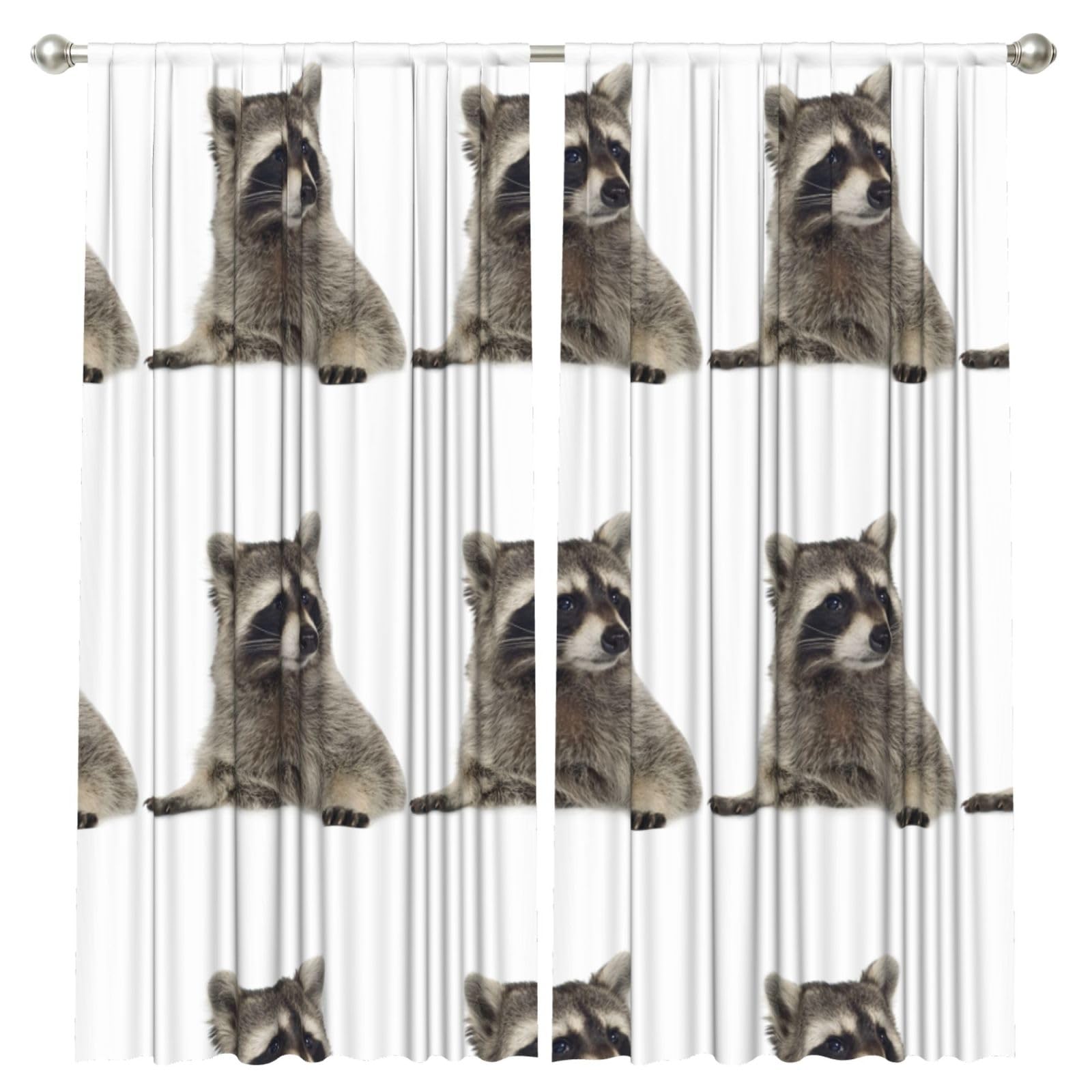 InOmak Hairy Raccoon, 2 Panels Window Curtains 52 x 84 Inch Blackout Curtains for Living Room Bedroom