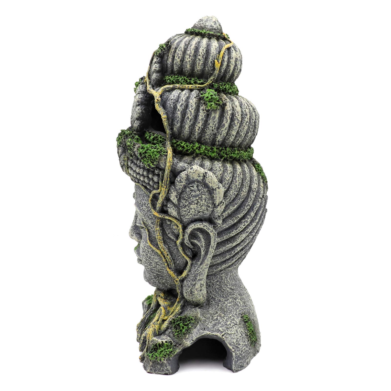 Decoraciones De Pecera Grande Buda Acuario Ornamentos Cueva, Verde Musgo Planta Cubierta Piedra Decoración Escondite Pescado, 27.5x18x10cm
