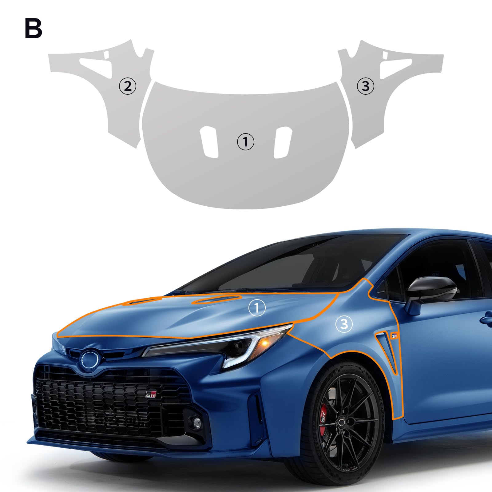 8 5mil TPU PPF Clear Car Pre-Cut Paint Protective Film for 2023-2024 Toyota Corolla GR HD Scratch Exterior — view 2