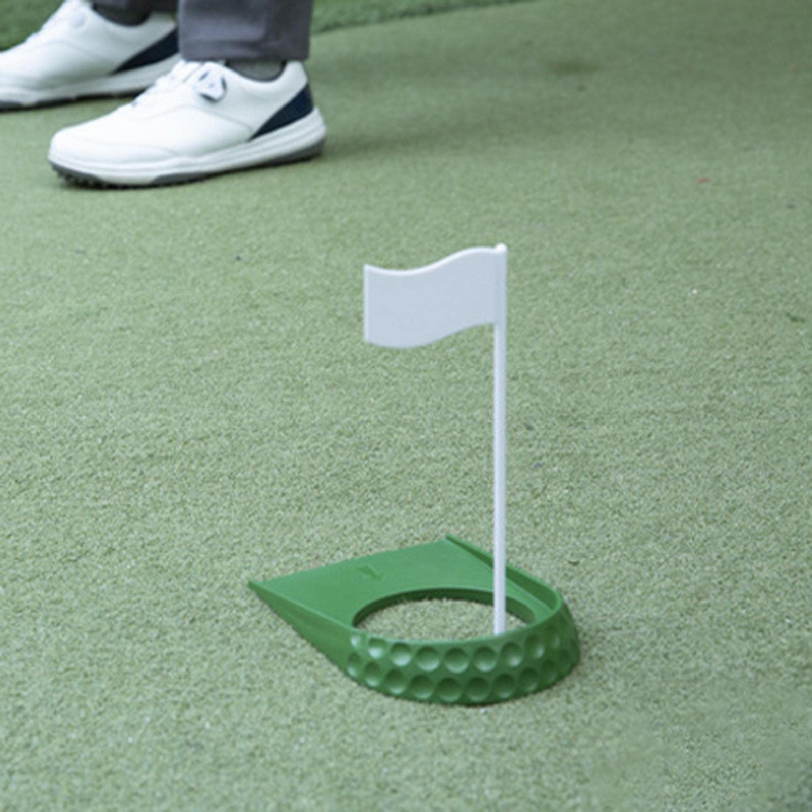 Golf Putting Cup - Golf Putting Mat with and White Flag - Golf Return Ball Practice Training Aids - for Indoor Outdoor Office Garage Garden Yard Gift Set Kids (Green) Shenyan