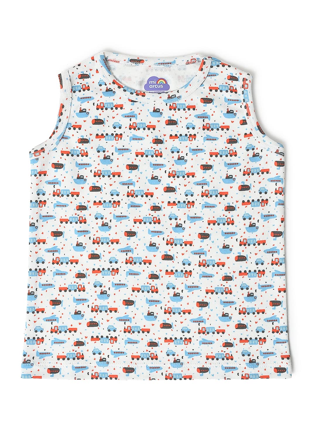 Mi Arcus Printed Cotton Sleeveless Vest/Baniyan/Innerwear/Sando for Baby Boy/Kids/Girl Pack of 3 for 3-4 Years Multicolour 1