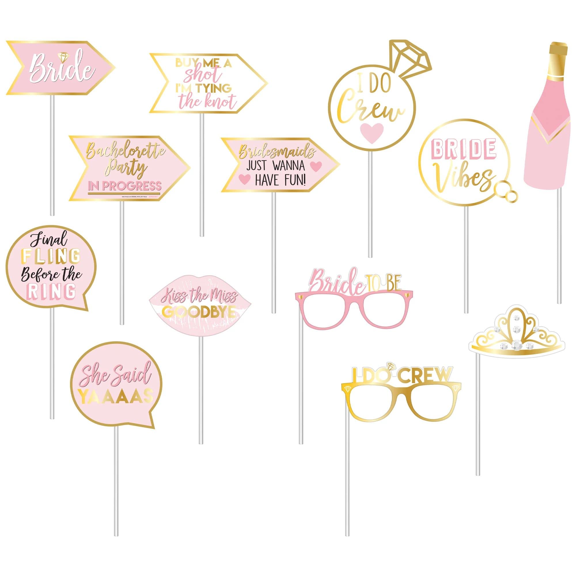 Amscan 3902998 Lot de 13 accessoires photo pour enterrement de vie de jeune fille Multicolore