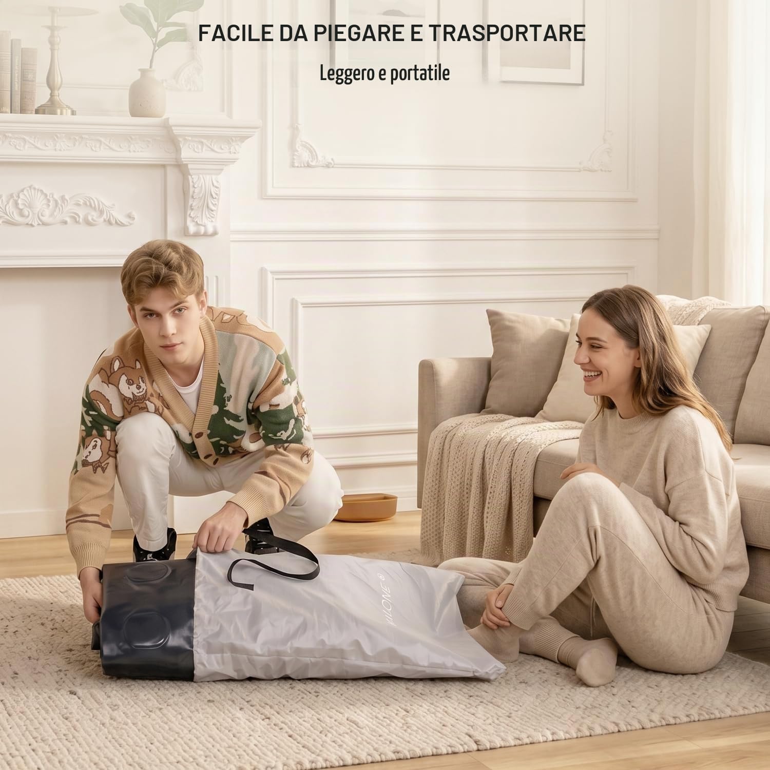 NALONE Materasso Gonfiabile Singolo Con Pompa Integrata 191x99x33cm, Letto Gonfiabile Singolo Autogonfiante, Materasso Per Campeggio e Letto Ospiti