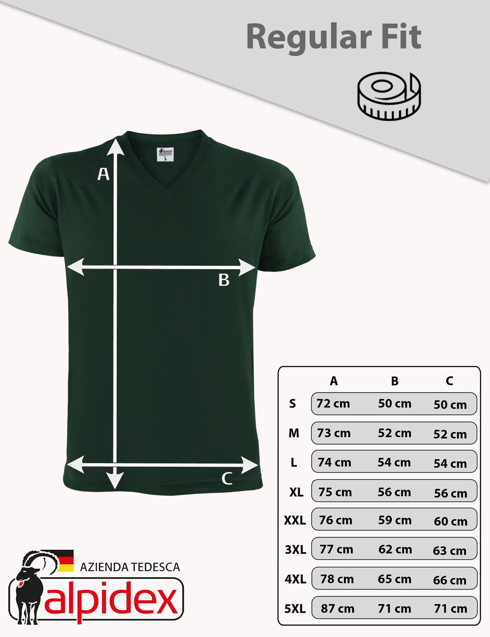 ALPIDEX T-Shirt Magliette da Uomo Confezione da 5 con Scollo a V - Taglie S M L XL XXL 3XL 4XL 5XL