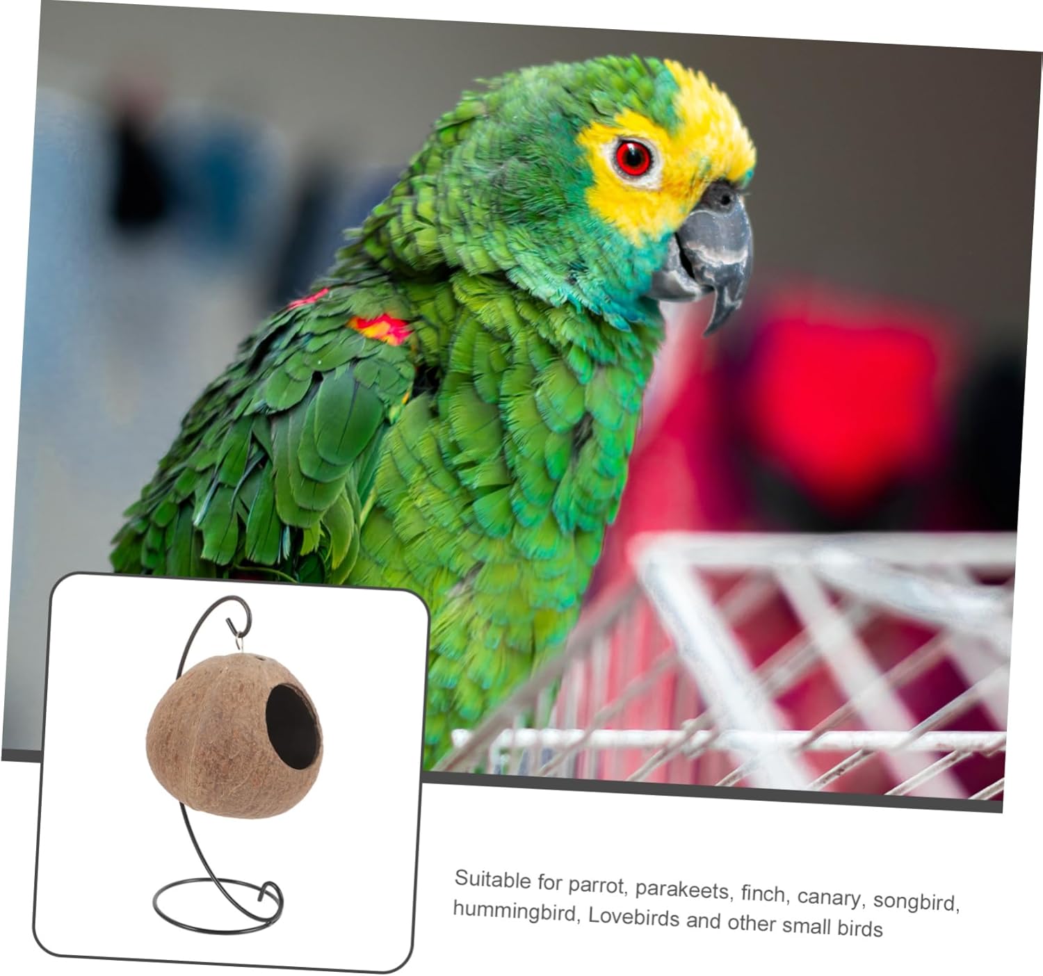 1set Hanging Coconuts Bird Breeding Nest Rack Cozy Sleeping House for Parakeets Natural Coconut Shell Material for Nesting and Mating Bird Cages