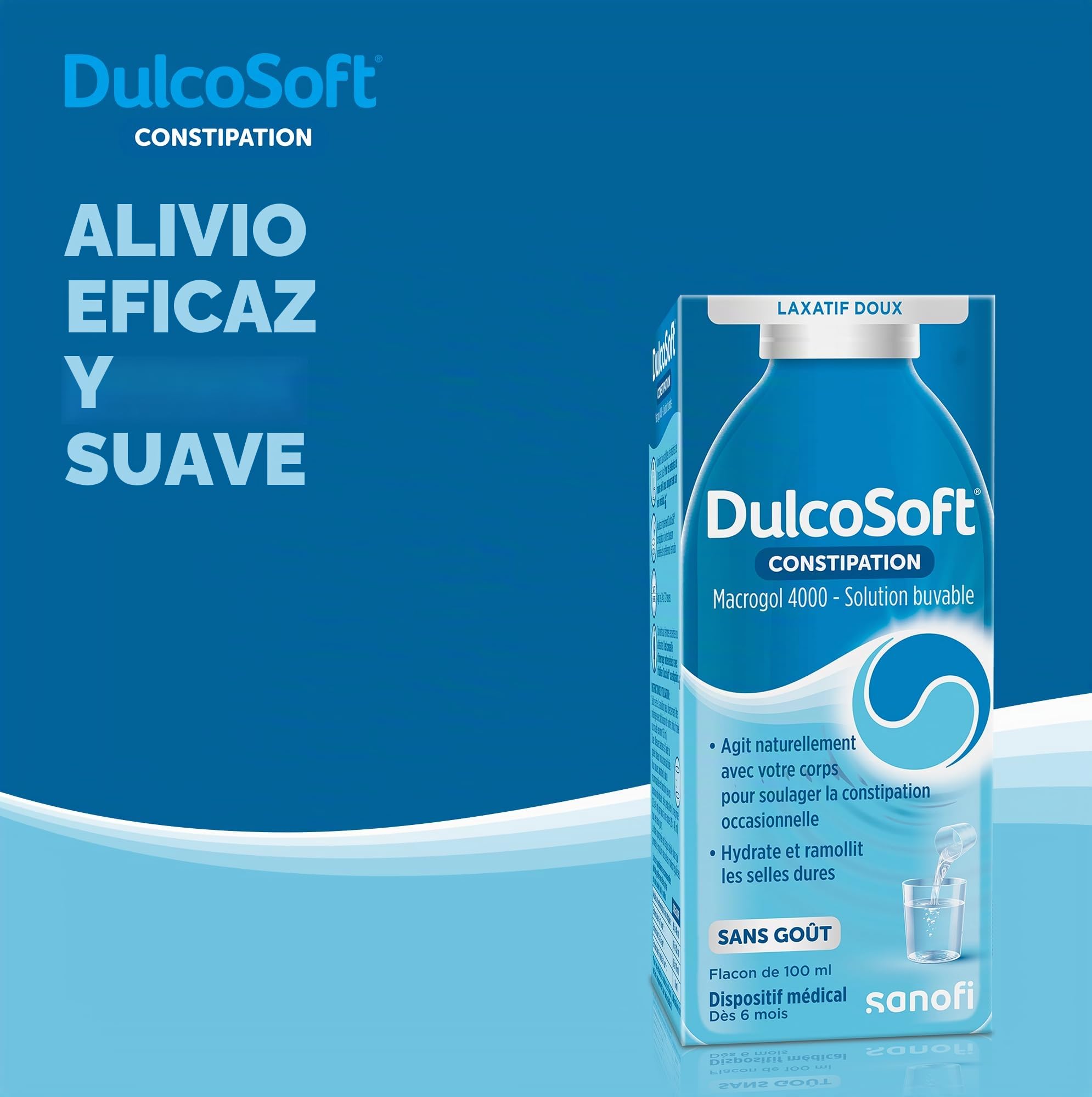 DulcoSoft estreñimiento solución oral 100 ml – Laxante suave – Dispositivo médico – Alivia el estreñimiento ocasional de manera eficaz y suave – Sin sabor, sin azúcar, sin gluten sin lactosa