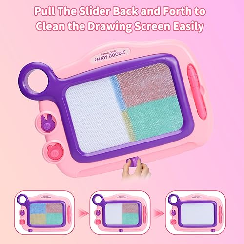 Miniatura 4 de Tablero magnético de juguetes para niños pequeños, tablero de dibujo magnético para niños pequeños, grabado de tamaño de viaje, escritura, pintura,