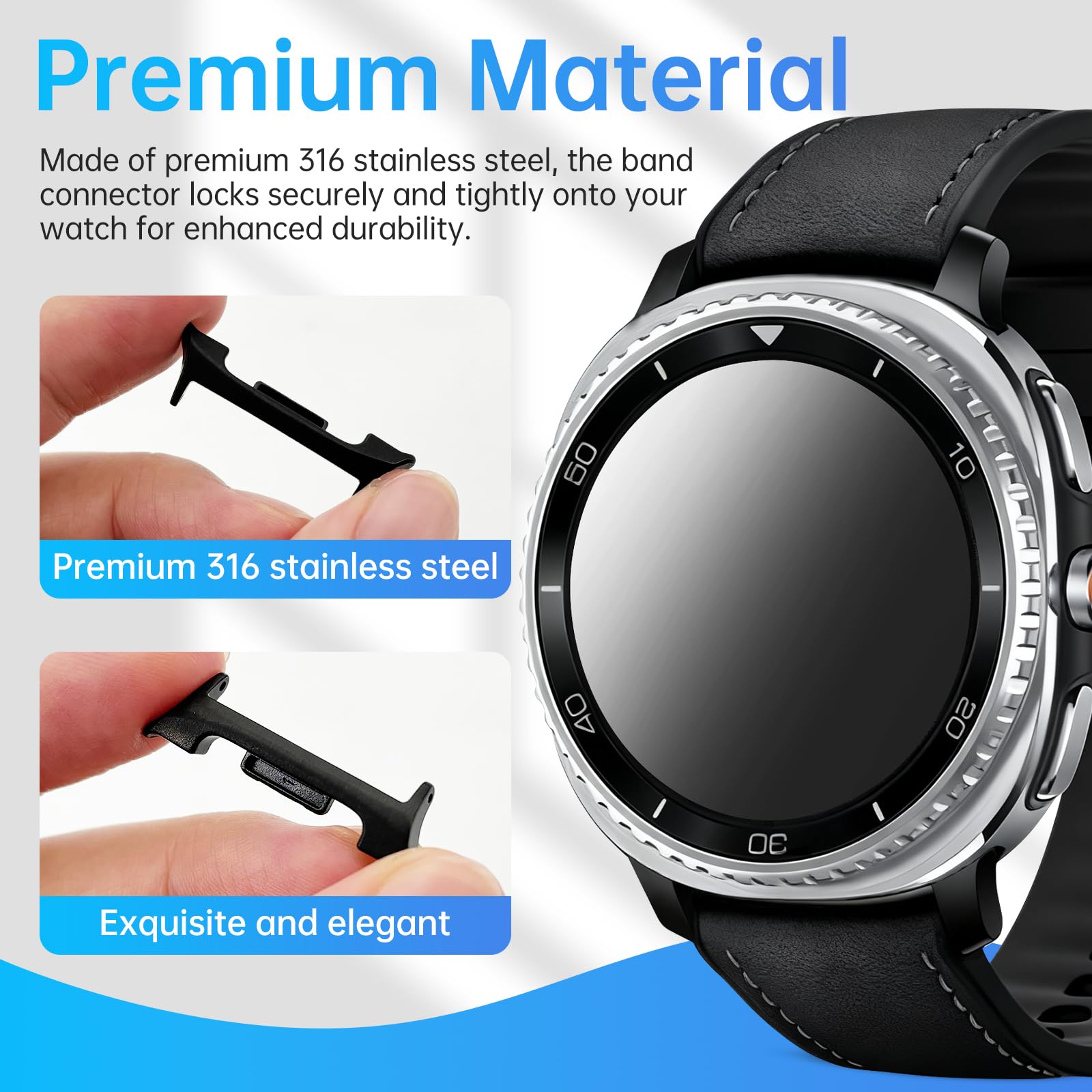 Adapter Do Bransoletki Na Samsung Galaxy Watch 8 Classic 46mm, Watch 8 40mm/44mm, Złącze Do Bransoletki 22mm, Z 4 Sprężynami I Narzędziem Do Zegarka, Stal Nierdzewna, Czarny