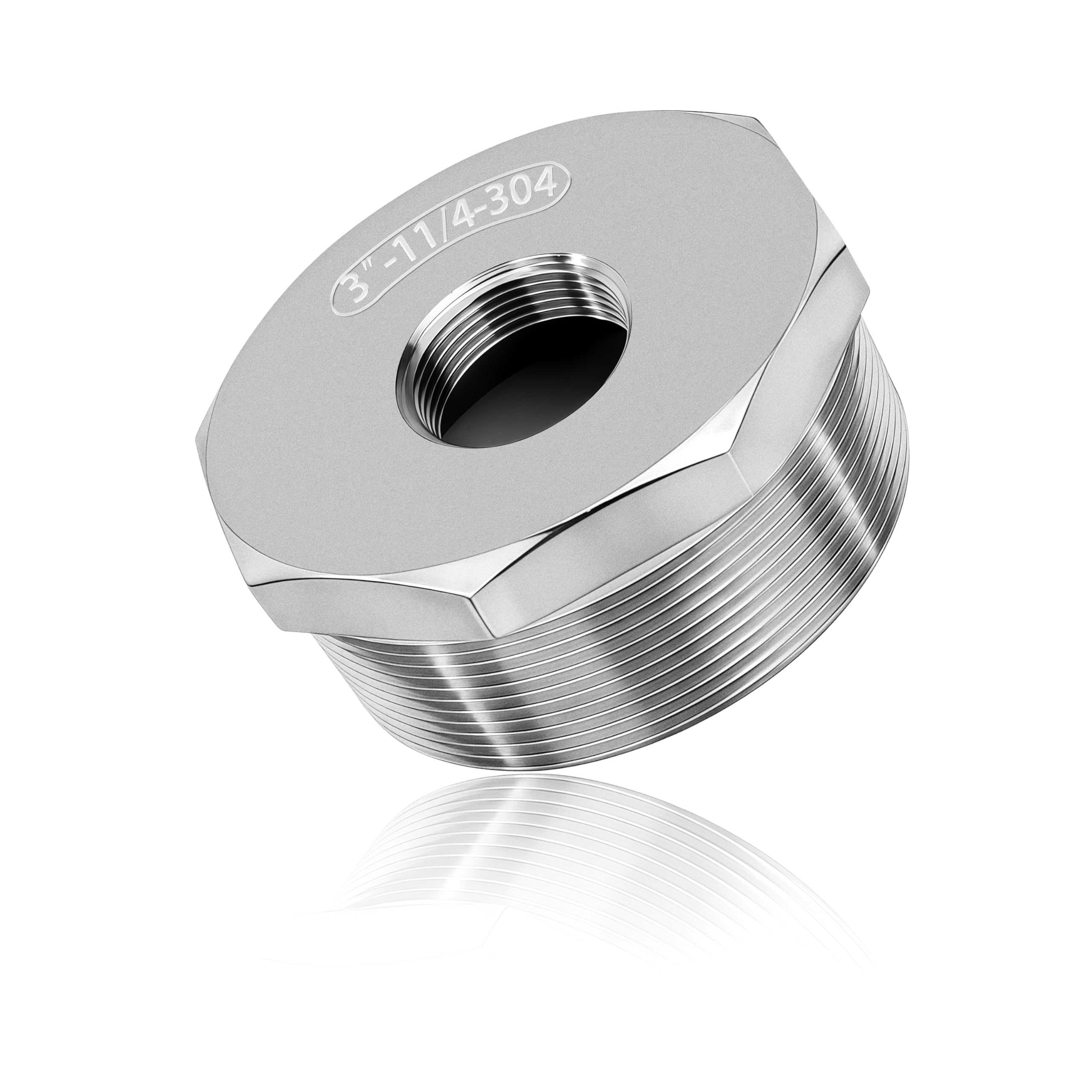 Riduttore di Riduzione In Acciaio inossidabile, Adattatore da 3" Maschio x 1-1/4" Femmina, Raccordo Connettori Filettatura per Acqua Tubo Conversione (1PCS)