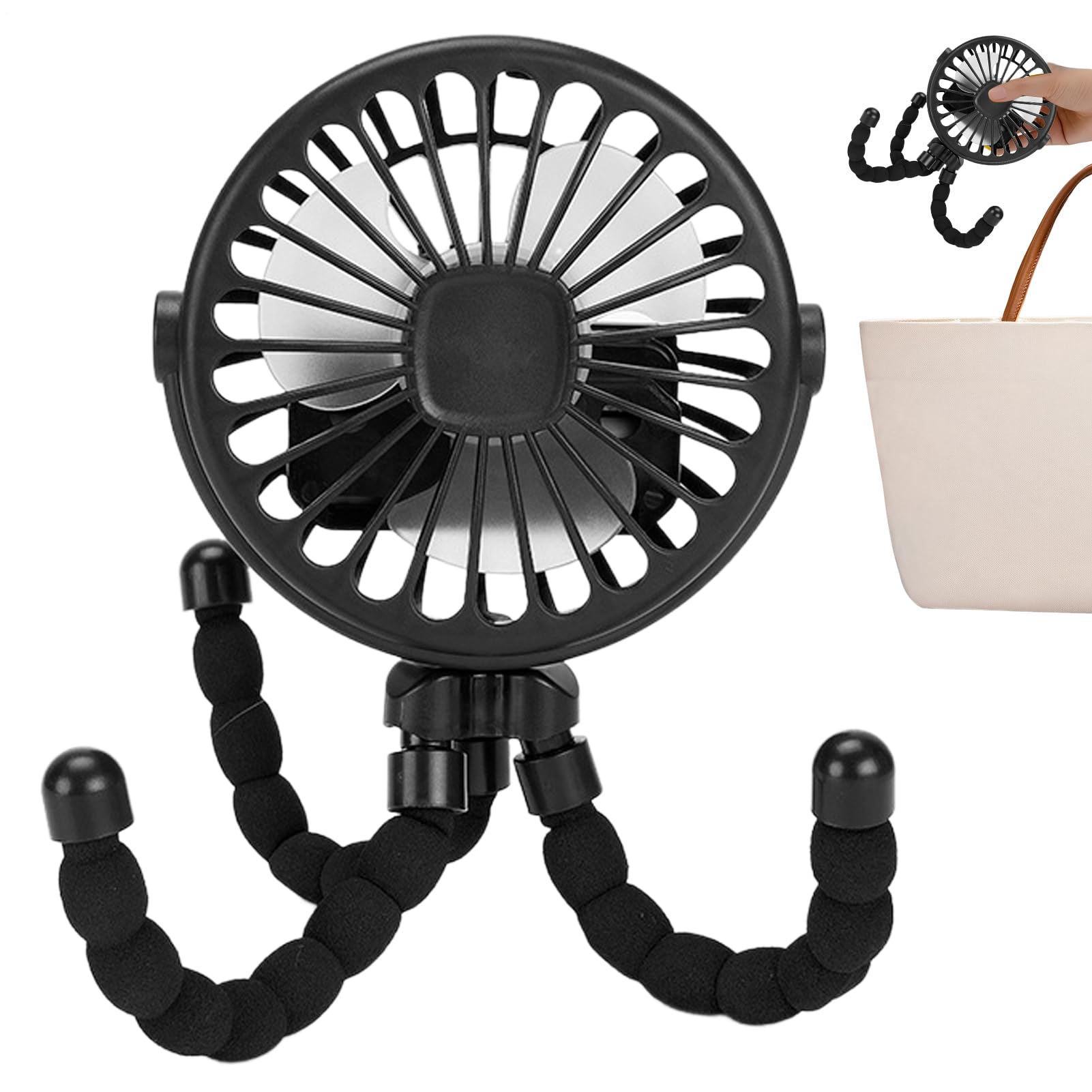 Générique Ventilateur De Poussette Pour Bébé | Ventilateur De Rechargeable Par USB | Ventilateurs Portable À Clip Sur Trépied | Ventilateurs Portable Poussette Par Voyage, Siège, Chambre