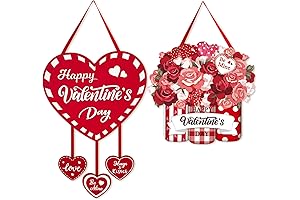 2 Pcs Heart Wood Door Wall Signs for Valentine's Day