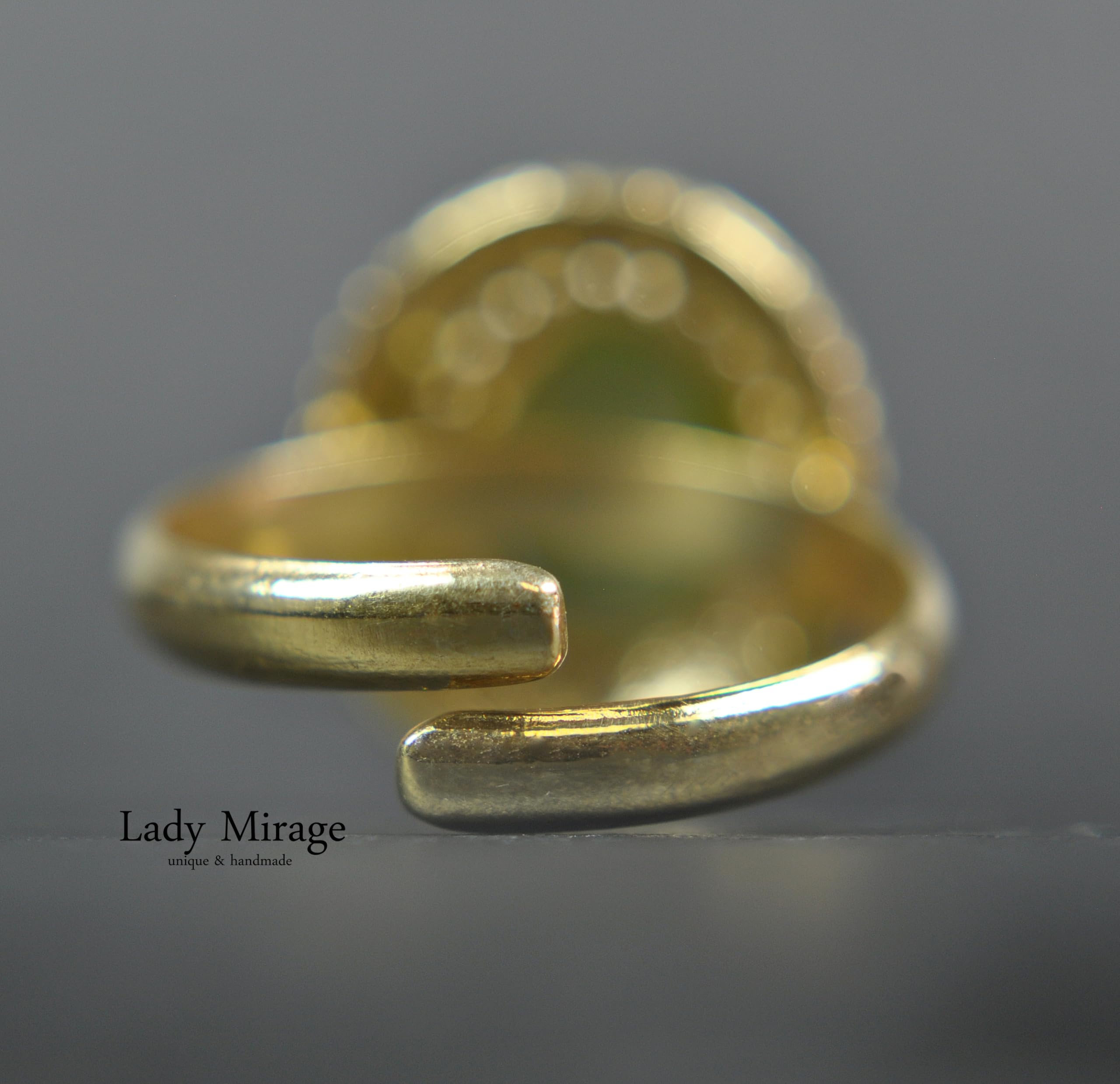 925er Sterling Silber Ring - Kamee - 14k Vergoldet - Vintage Style - Verstellbar - Grün - Zirkonia - Geschenk für Sie - Handmade - Schmuck - Mutter - Geburtstag
