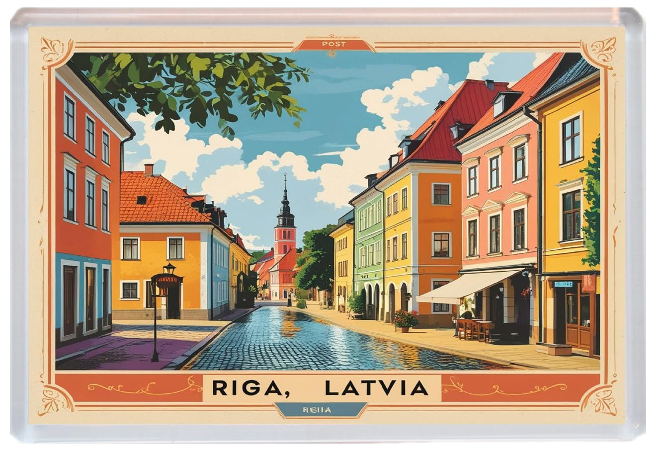 Baked Bean Store Multicolor Riga - Latvia - Jumbo Artistic Fridge Magnet 96 X 67Mm