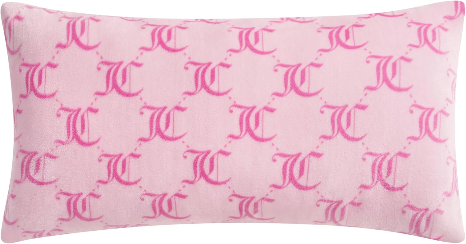 Juicy Couture 18" x 36" Plush Body Pillow, Pink Lockup Lattice