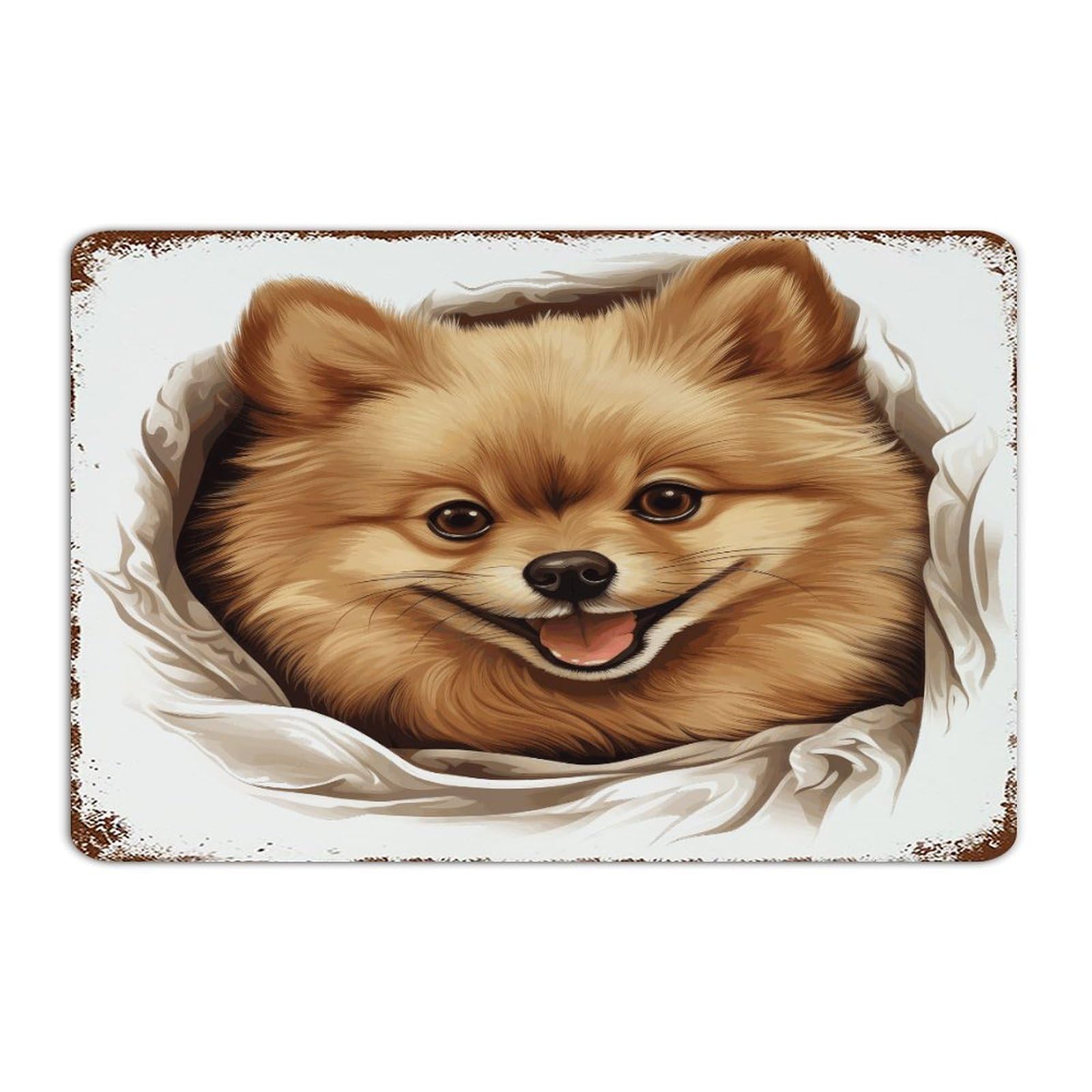 Panneau metal Pomeranien le cadeau vintage ideal pour amoureux des animaux