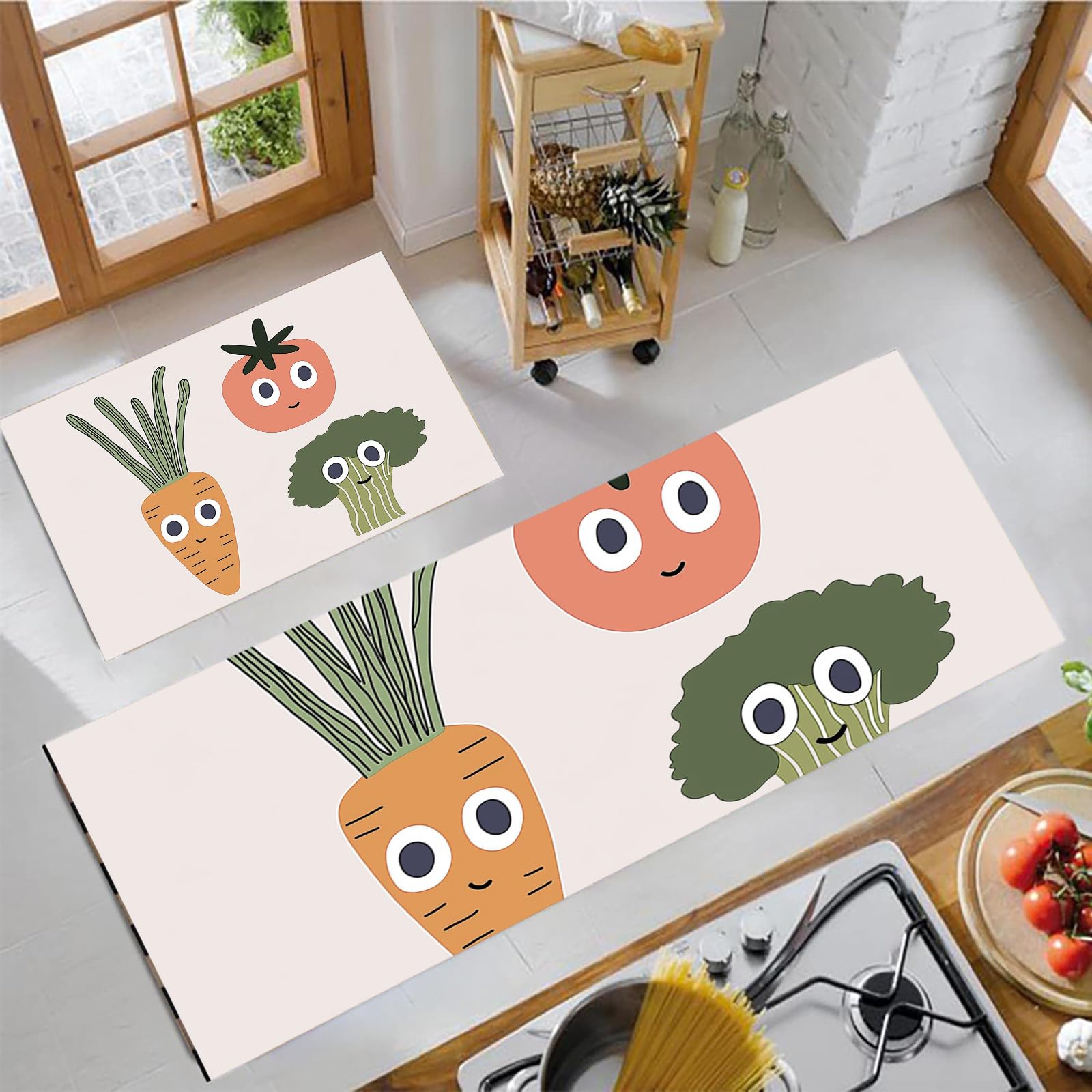 Alfombras de cocina antideslizantes con dibujos de verduras para decorar tu hogar