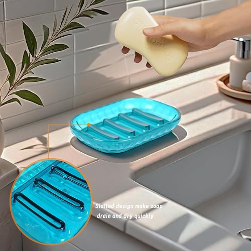 Miniatura 4 de AMUONTY Paquete de 2 soportes para jabonera para barra de jabón, jaboneras de baño, bandeja para jabón, jaboneras para ducha, baño, fregadero de