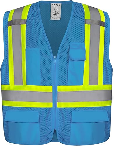 KAYGO Safety Vest with Pockets - High Visibility Reflective Vest ANSI Class 2 Construction Vest