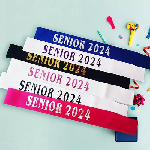 Miniatura 5 de Senior 2024 - Banda azul real finalmente graduada con letras plateadas de aluminio para animadora de clase superior de 2024 para suministros de
