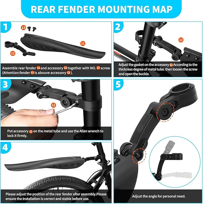 Set de Guardabarros para Bicicleta 4 Piezas Universal 24/26/27.5 Pulgadas miniatura 5