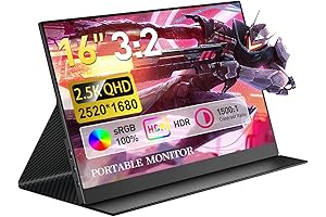 2.5K USB-C Portable Monitor 16 Inch QHD HDR FreeSync for Laptop Desktop Gaming Xbox
