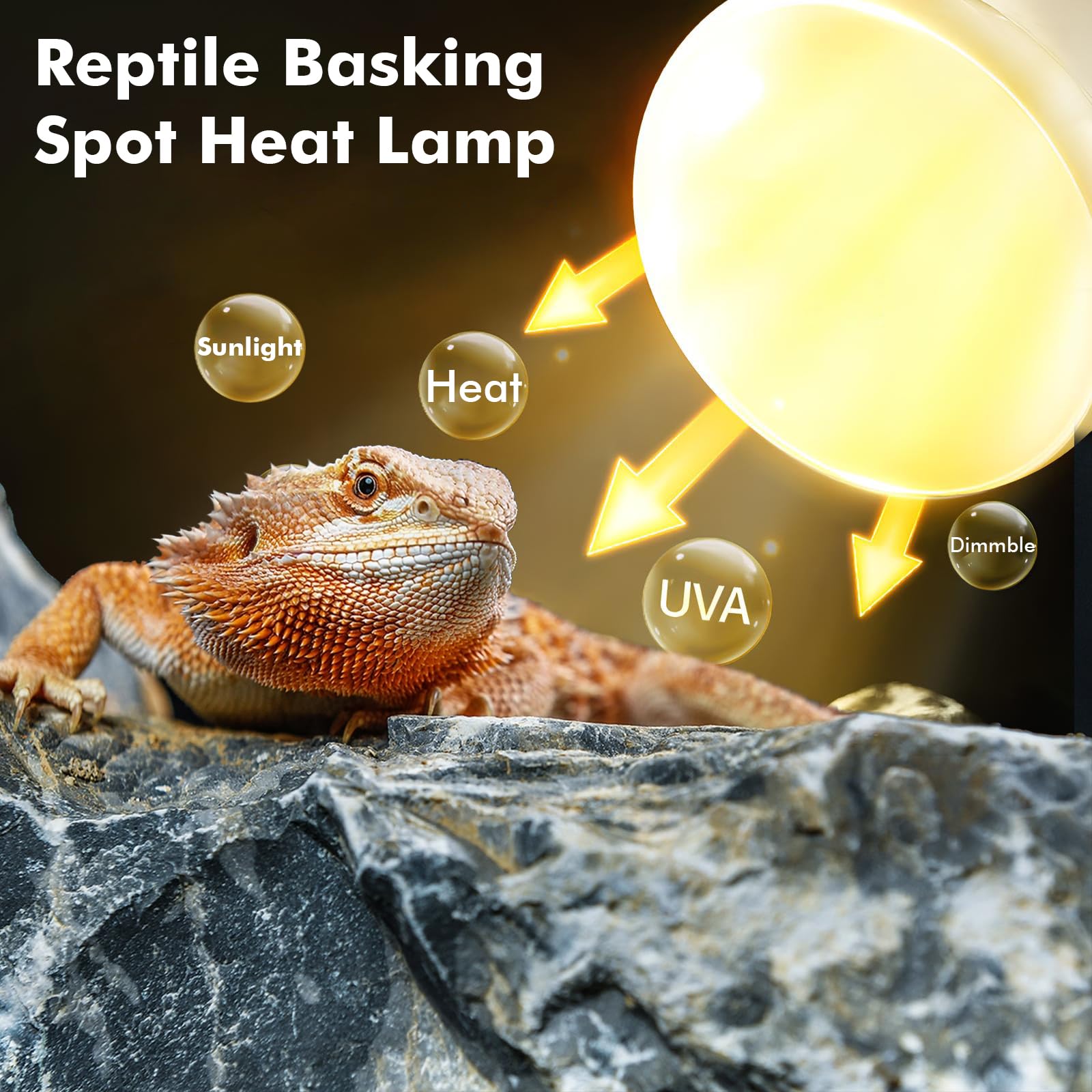 Lámpara de calor para reptiles, 100 W, bombillas de lámpara de calor para reptiles, paquete de 2, anfibios, luz solar UVA para reptiles, dragón barbudo, lagarto, tortuga, pollo