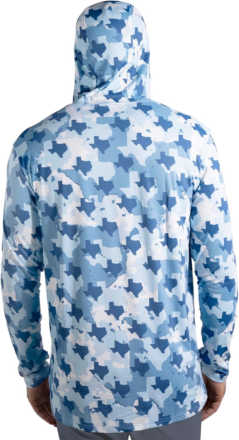 Everyday Outdoors Mens UPF 50+ Lightweight Fishing Texas Camo Hoodie Quick Dry Performance Long Sleeve Shirt with Hood